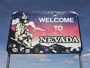 Board Gallery: Sign-board at the Nevada State Route 374 which