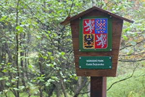 Sign of the national park at Kamnitz Gorge - Bohemian