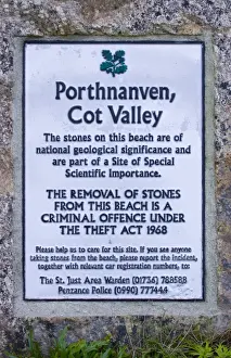 Sign - ‘Removal of stones is a criminal offence Location: Cornwall, UK