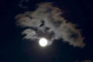 Halloween Collection: Siilhouette of clouds at night - backlit by new moon UK