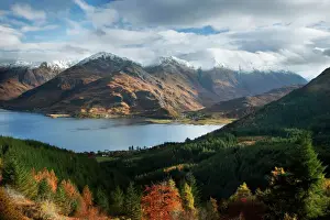 Scenery Prints: Five Sisters of Kintail looking across Loch Duich from a high view point - November - Ratagan - Glen Shiel - Scotland