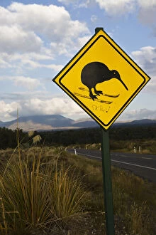 Skiwi road sign, Tongariro National Park