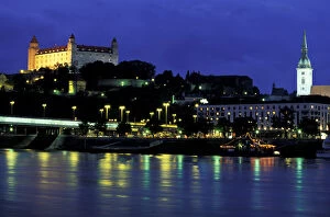 Slovakia, Bratislava. Evening view of Bratislava