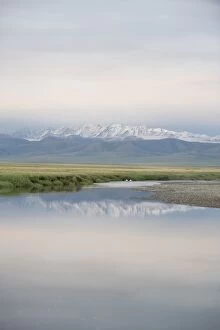 Images Dated 13th July 2010: Small Creek with reflection of snow covered mountains