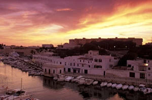 Spain, Balearics, Menorca, Ciutadella. Sunset