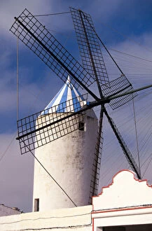 Images Dated 31st August 2011: Spain, Balearics, Menorca, Sant Llois. Windmills