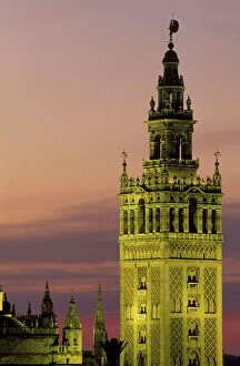 Night Collection: Spain - Sevilla's most beautiful building, the Moorish Giralda, was built from 1184-96
