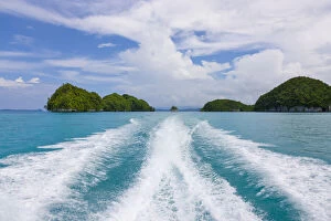 Splashes left by boat, Rock Islands, Palau