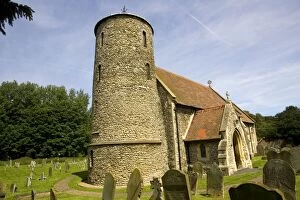 Images Dated 16th June 2008: St Marys Church with round stone tower Burnham Deepdale Norfolk UK