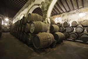 Images Dated 31st July 2007: Stacked oak barrels in one of the cellars at