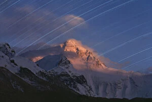 Images Dated 28th October 2011: Star trail over Mt. Everest, Tibet, China
