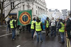 Images Dated 8th December 2007: Start of Campaign Against Climate Change March banners