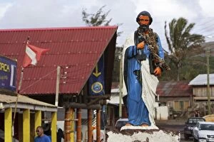 Statue of St Peter in Hanga Roa, principal town