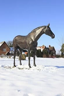 A statue on the Village Green, in memory of the racehorse Be