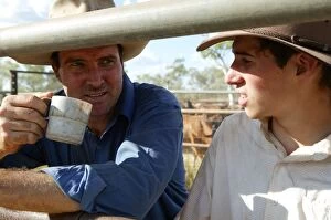 Stockmen.having a tea break during the annual cattle
