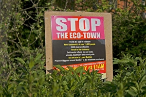 Images Dated 29th February 2008: Stop eco new town posters Long Marston near Stratford UK