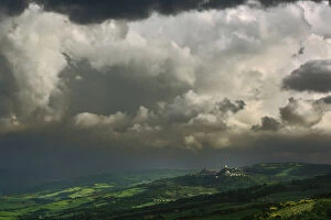 Storm clouds over Pienza, Italy, Tuscany