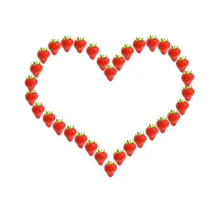Valentine Prints: Strawberries - heart shape frame