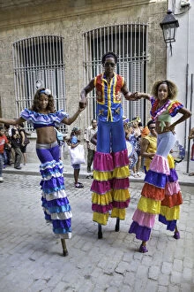 Street entertainers on stilts, Havana, Cuba