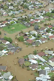 Floods Prints: Streets under water aerial, Shepparton, Northeastern Victoria, Australia, 1993 JLR04586