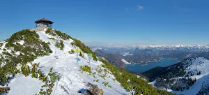 Martin Gallery: Summit of Mt. Herzogstand with pavilion near lake