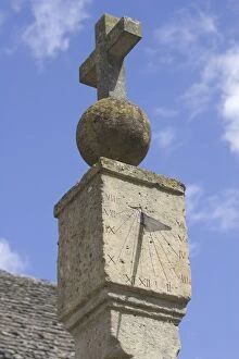 Images Dated 3rd August 2005: Sundial on medieval cross in Cotswold village of Stanton, Britain, UK
