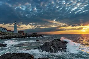 Maine Prints: Sunrise at Portland Head Lighthouse in Portland, Maine, USA Date: 19-06-2021