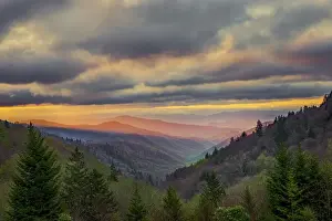 Tranquil Prints: Sunrise view of Oconaluftee Valley