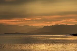 Images Dated 29th September 2013: Sunrise - over water Isle of Rhum, Scotland