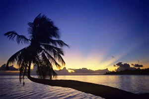 Sunset from Matira Beach on the island of