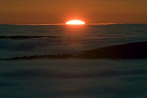 Images Dated 24th December 2006: Sunset - over Meissner Hills Meissner nature park, north Hessen, Germany