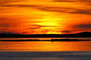 Light Prints: Sunset over the sea, North Uist, Outer Hebrides, Scotland, UK
