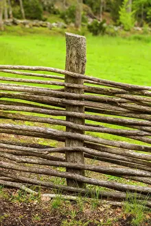 Western Prints: Sweden, Bohuslan, Tanumshede, traditional architecture, wood fence Date: 02-06-2019