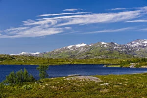Sweden, Norrbotten. Alpine lake and high