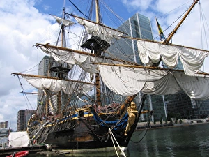 The Swedish Ship Gotheborg - replica of 1738 East Indiaman ship built according to traditional methods & materials