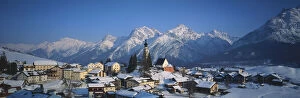 Switzerland, Graubunden, Ftan village, View