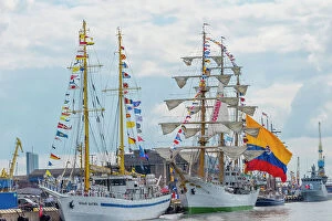 Flag Gallery: Tall sailboats in the harbor during Klaipeda Sea