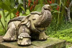 Stone Prints: Thailand - Stone sculpture of an elephant at the entrance to a hotel in northern Thailand