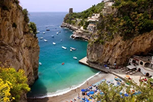 Tiny beach in the rocky coastline of Amalfi