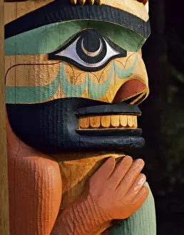 Carvings Prints: Totem in Stanley Park, Vancouver, British Columbia. SX3