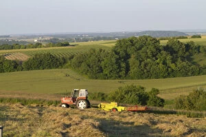Tractor baling hay west of Angouleme in