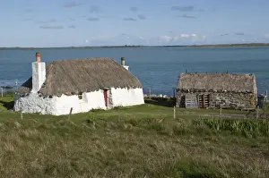 Cottages Prints: Traditional cottage - with thatch roof - Sollas - North Uist - Outer Hebrides - Scotland