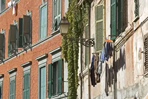 Windows Prints: Trastevere - Rome - Italy - street scene with window shutters and laundry