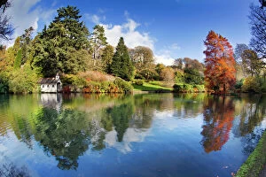 Lakes Gallery: Trevarno - garden and boat house at autumn