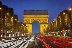 Twilight along Champs Elysee with Arc de