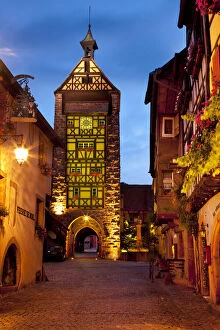 Twilight in Riquewihr, along the Wine Route