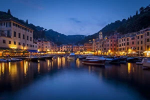 Images Dated 19th March 2014: Twilight over the seaport village of Portofino