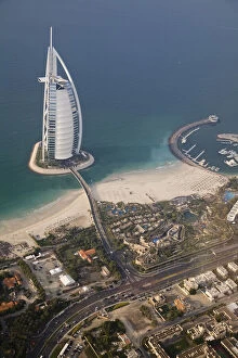 UAE, Dubai. Aerial image of Burj al Arab