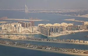 UAE, Dubai. Aerial of Palm Jumeirah artificial