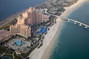 UAE, Dubai. Aerial view of Atlantis Hotel